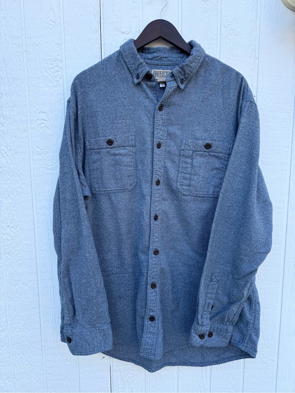 Duluth Trading Co. Heathered Blue Work Shirt